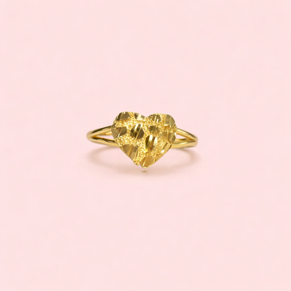 Diamond Cut Heart Nugget Ring