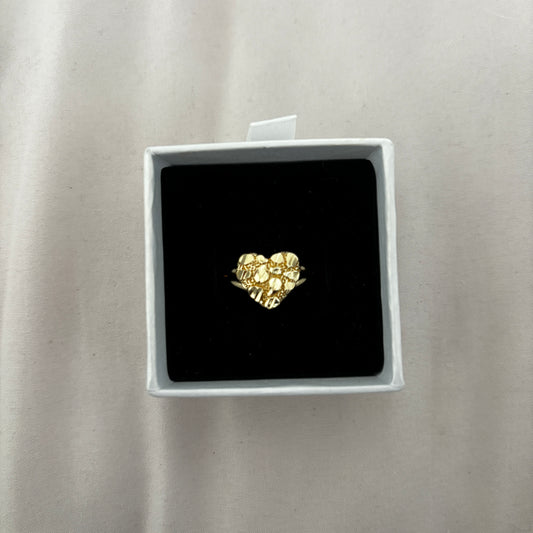 Diamond Cut Heart Nugget Ring