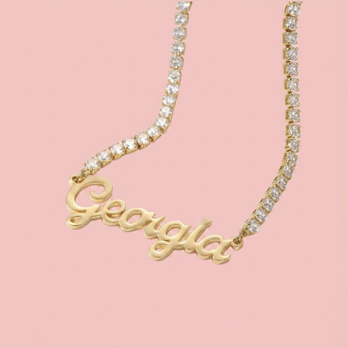 Diamond Chain Nameplate Necklace