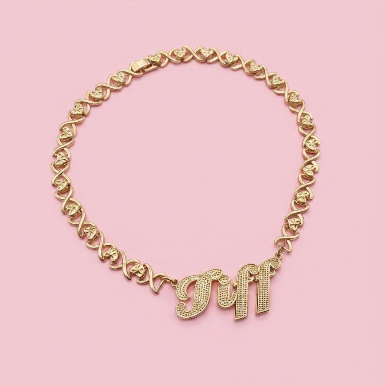 3D XO Nameplate Necklace