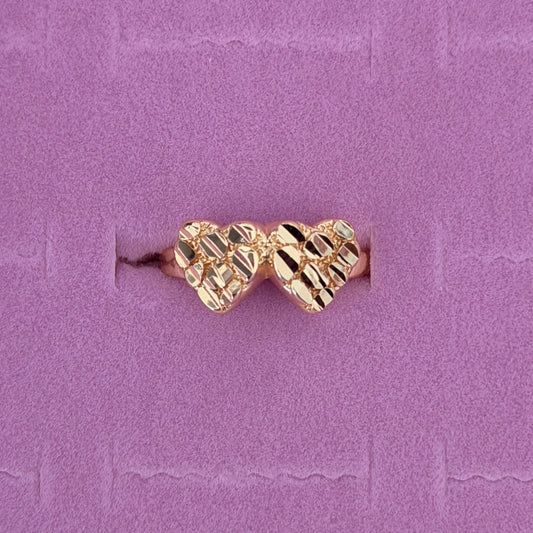 Double Nugget Heart Ring