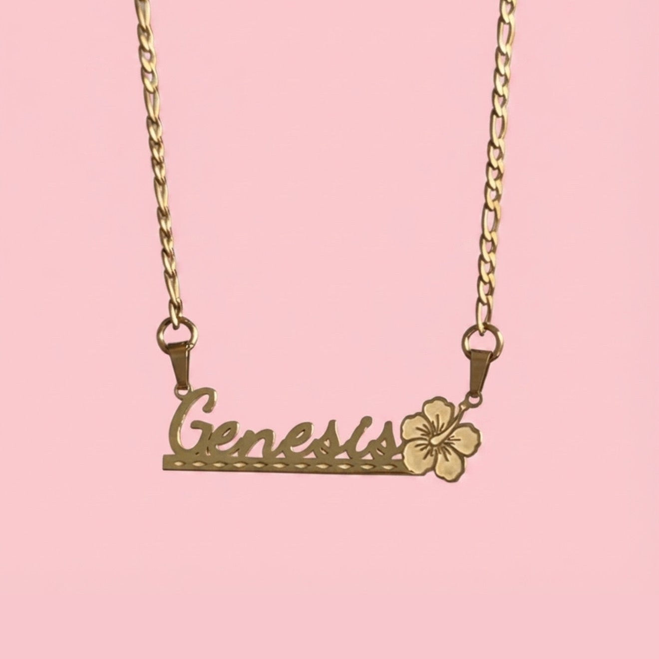 Plumeria Bar Nameplate Necklace