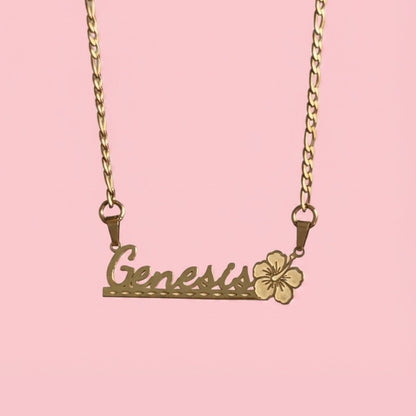Plumeria Bar Nameplate Necklace