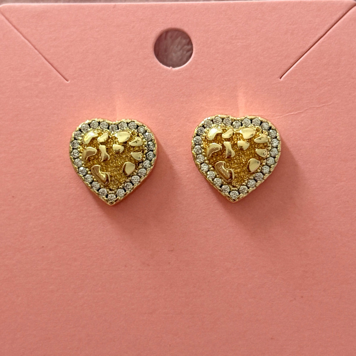 Bedazzle Heart Nugget Earrings