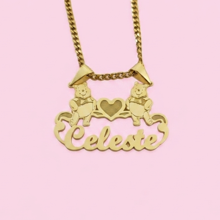 Winnie the Pooh Heart Nameplate Necklace