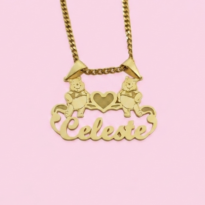 Winnie the Pooh Heart Nameplate Necklace