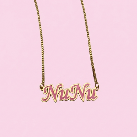 Pink Dainty Nameplate Necklace
