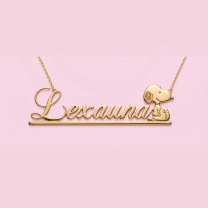 Snoopy Bar Nameplate Necklace