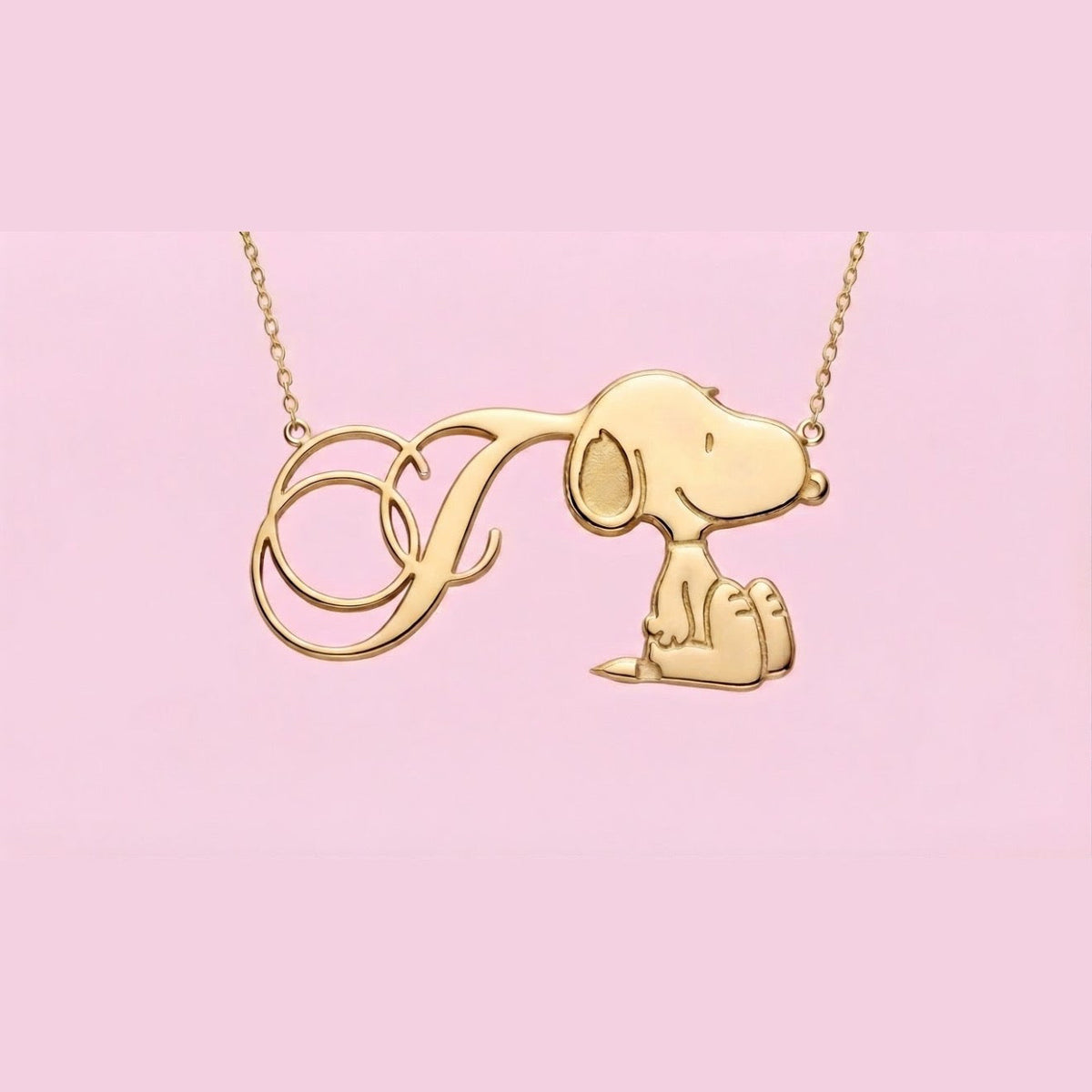 Snoopy Initial Necklace