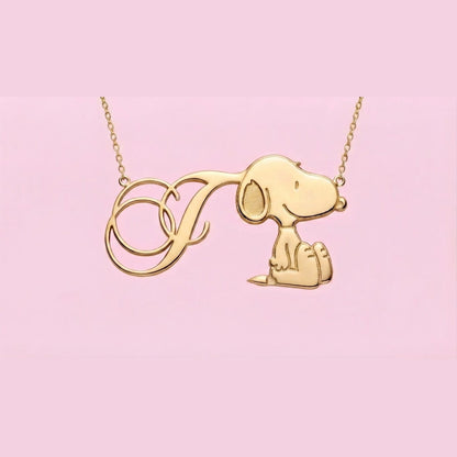 Snoopy Initial Necklace
